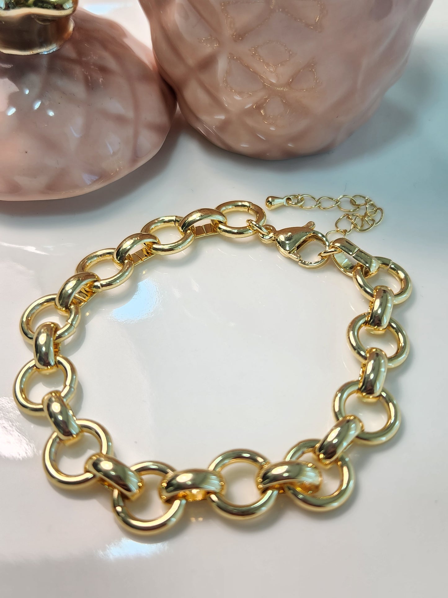 Pulsera argollas eslabones circulo liso