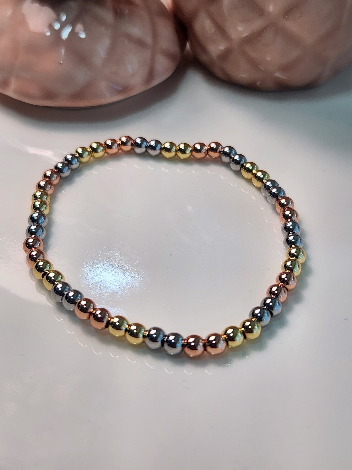 Pulsera elastico tricolor bolas chicas lisas