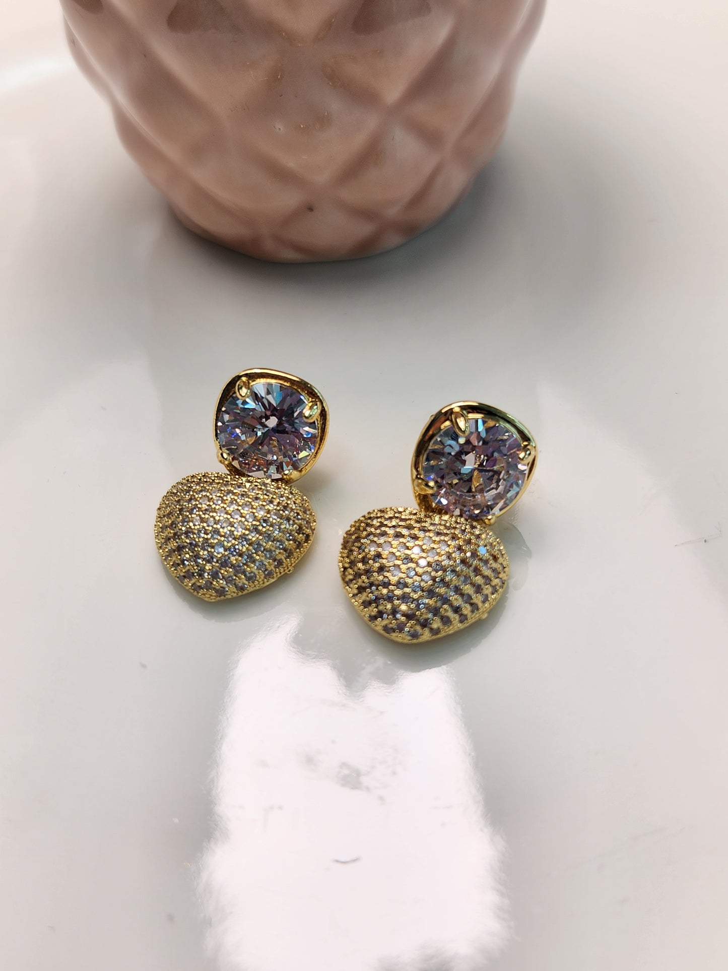Arete bisel corazon colgante zirconia.