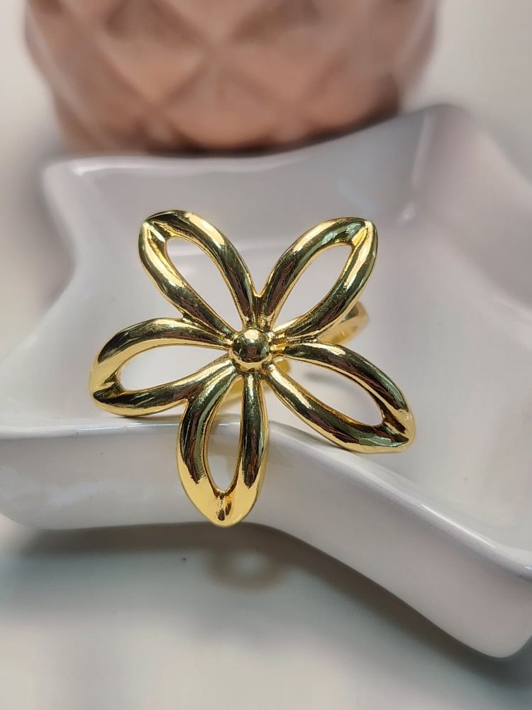 Anillo ajustable flor petalos lisa