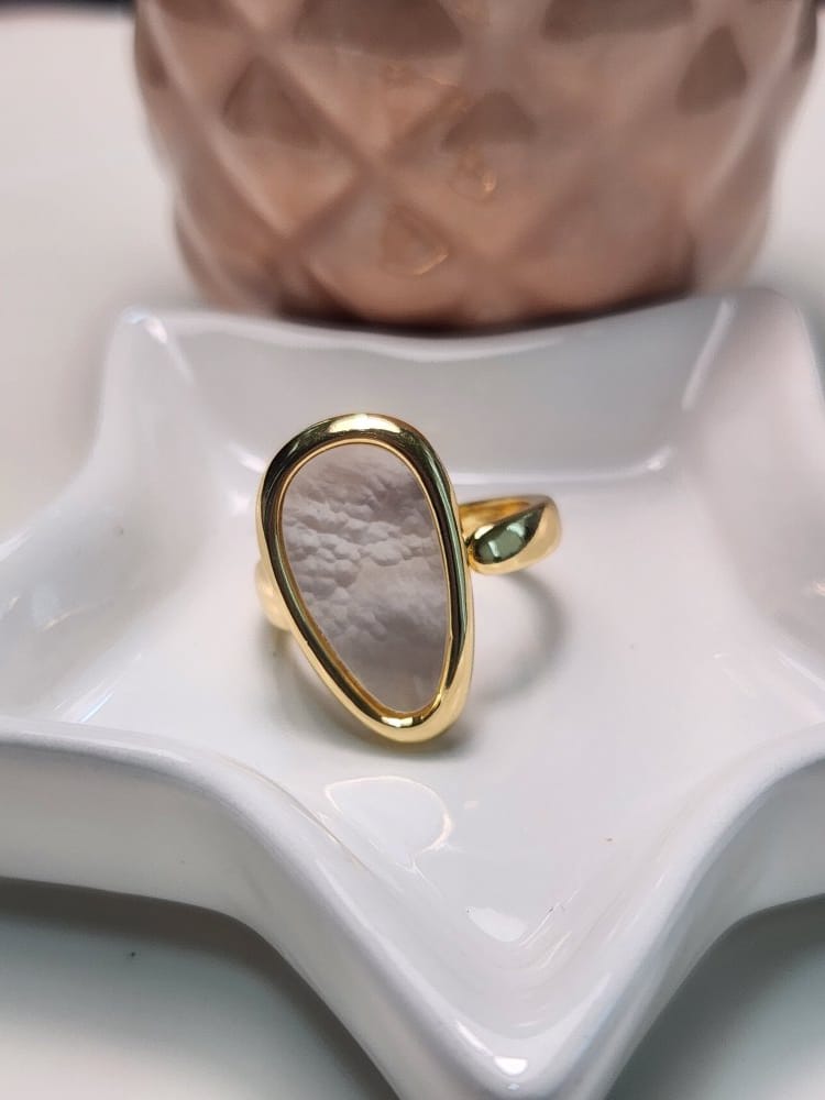 Anillo ajustable delgado madre perla