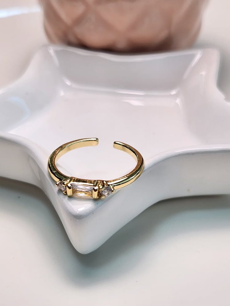 Anillo ajustable delgado baguette zirconia