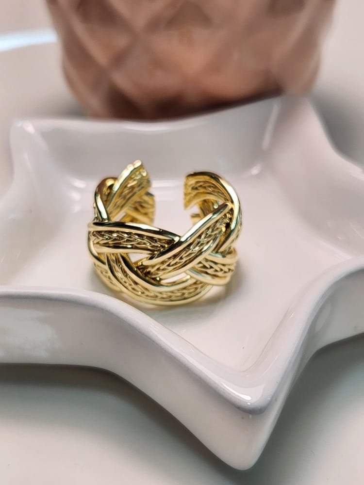 Anillo ajustable grueso trenzado