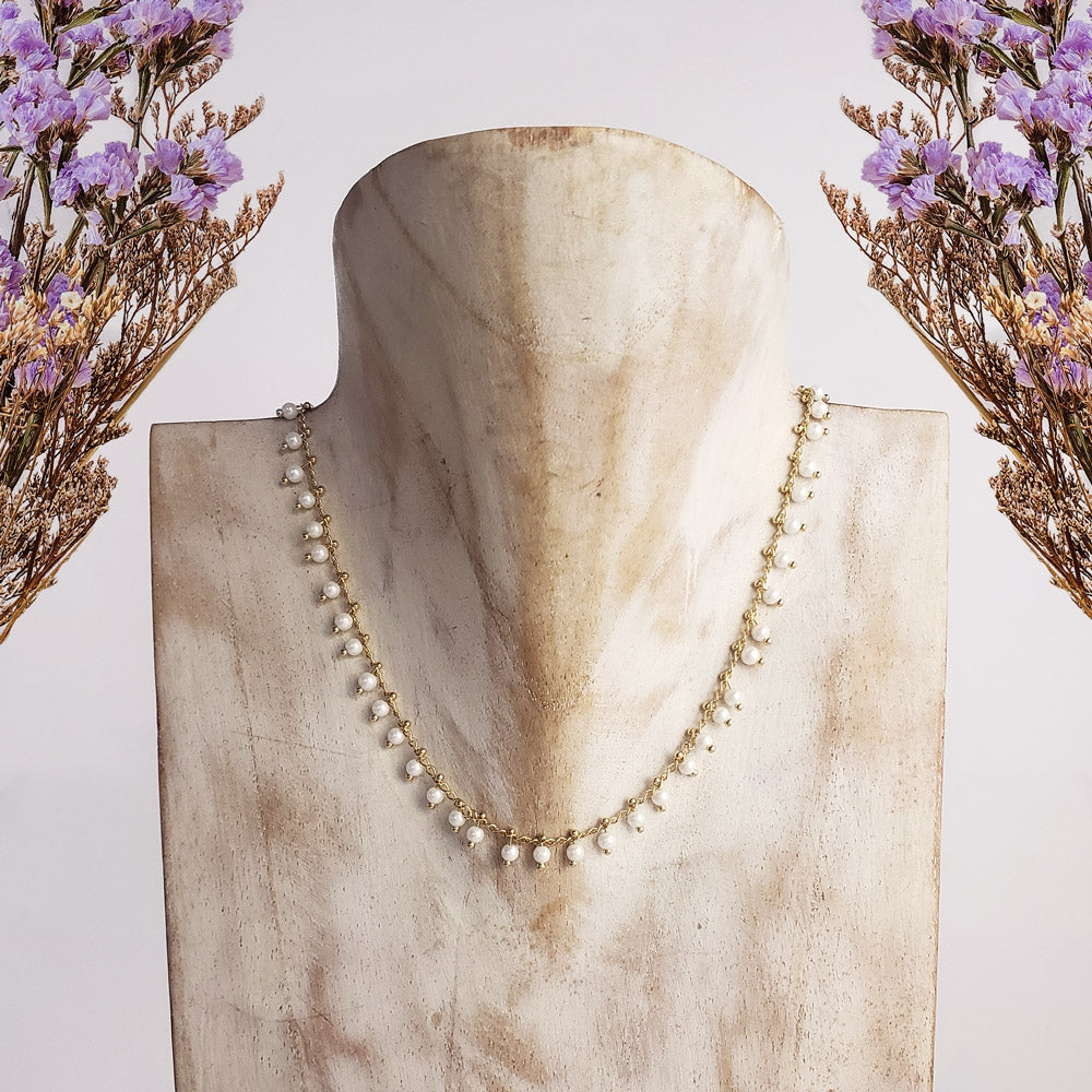 CHOKER PERLAS EN CHAPA DE ORO