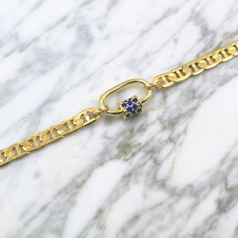 PULSO BROCHE ZC AZUL EN CHAPA DE ORO 14K