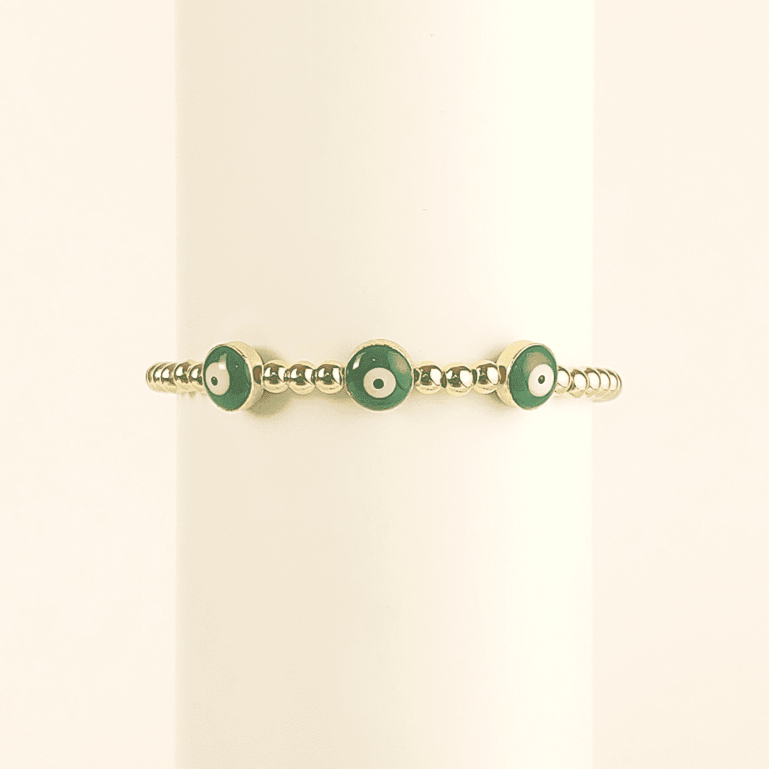 Pulsera con ojos turcos de color verde