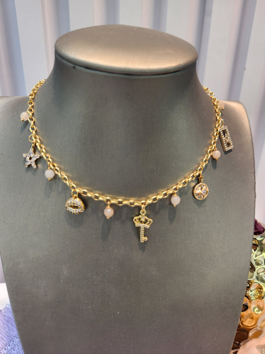 Choker dijes piedra aventurina rosa