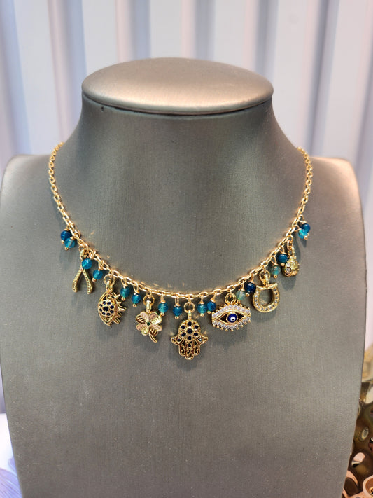Choker dijes de la suerte azul
