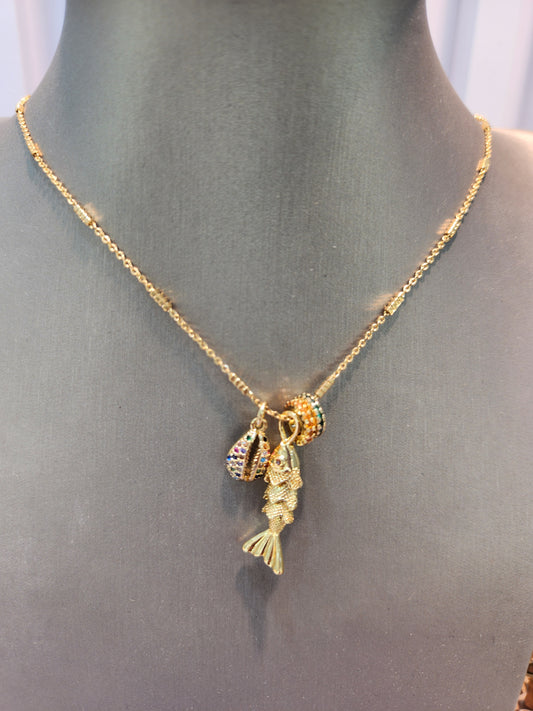 Collar petite pez rondeles zirconia