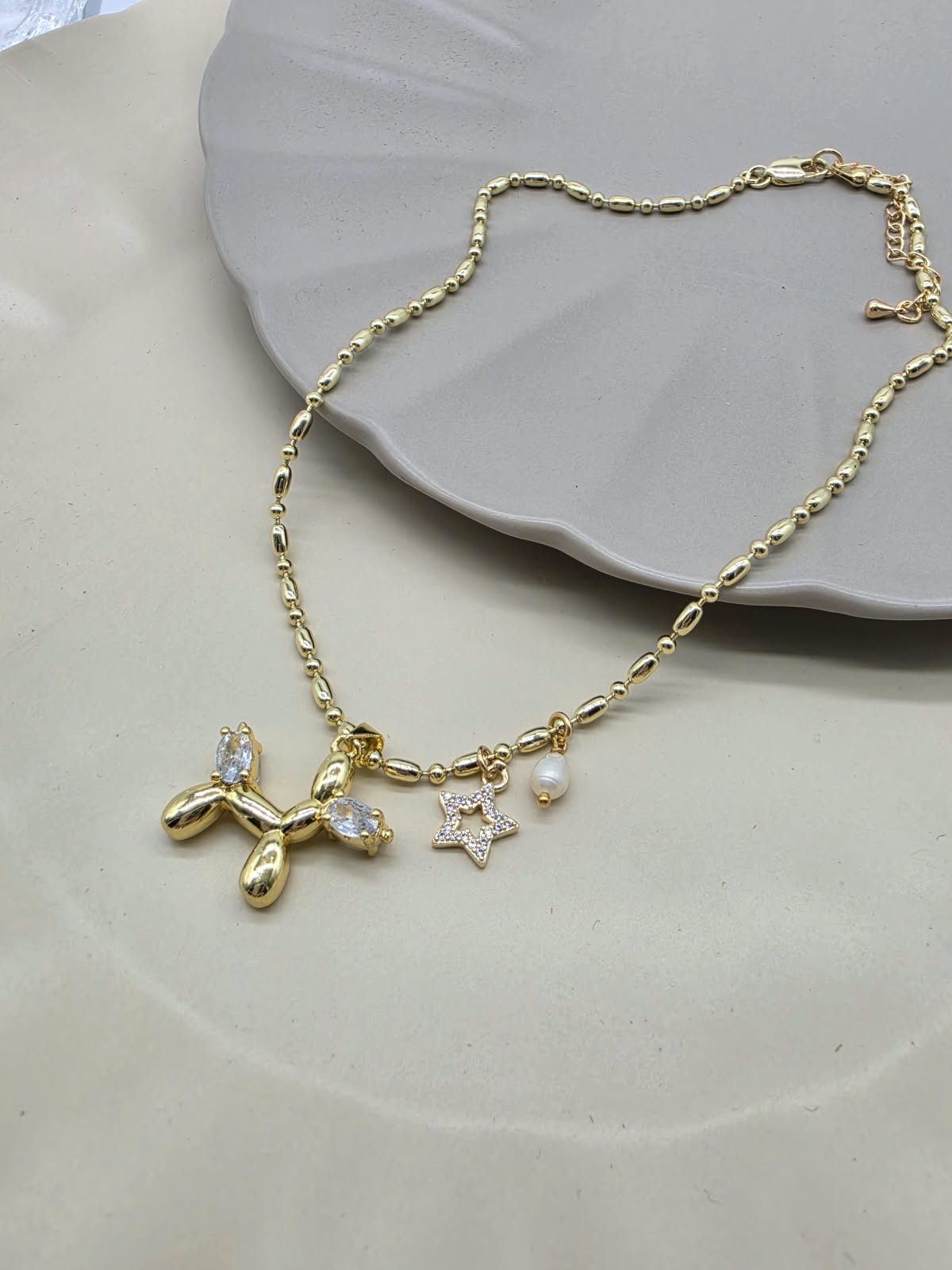 Collar cadena arroz perrito zirconia.