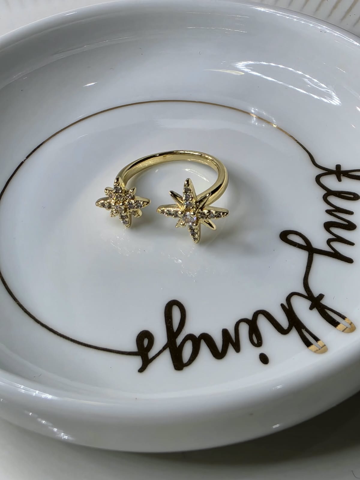 ANILLO DOBLE ESTRELLAS ZIRCONIA