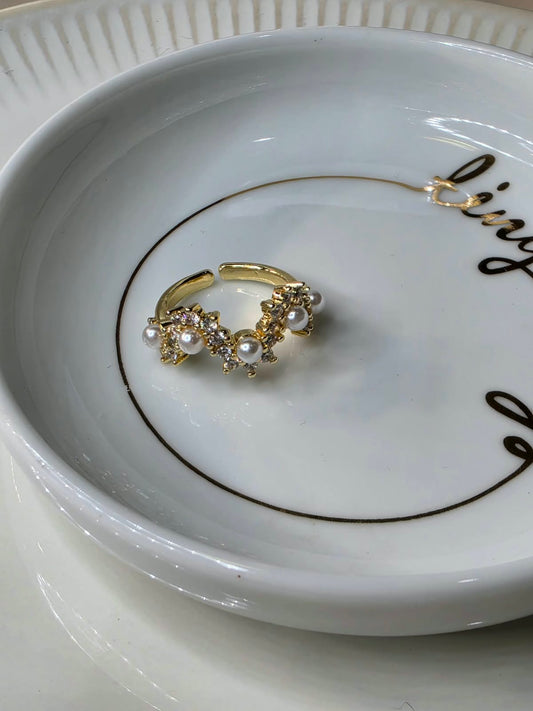 ANILLO ZIG ZAG ZIRCONIA CON PERLAS