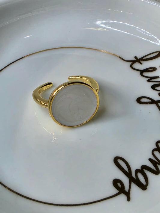 ANILLO CIRCULO ESMALTADO BLANCO
