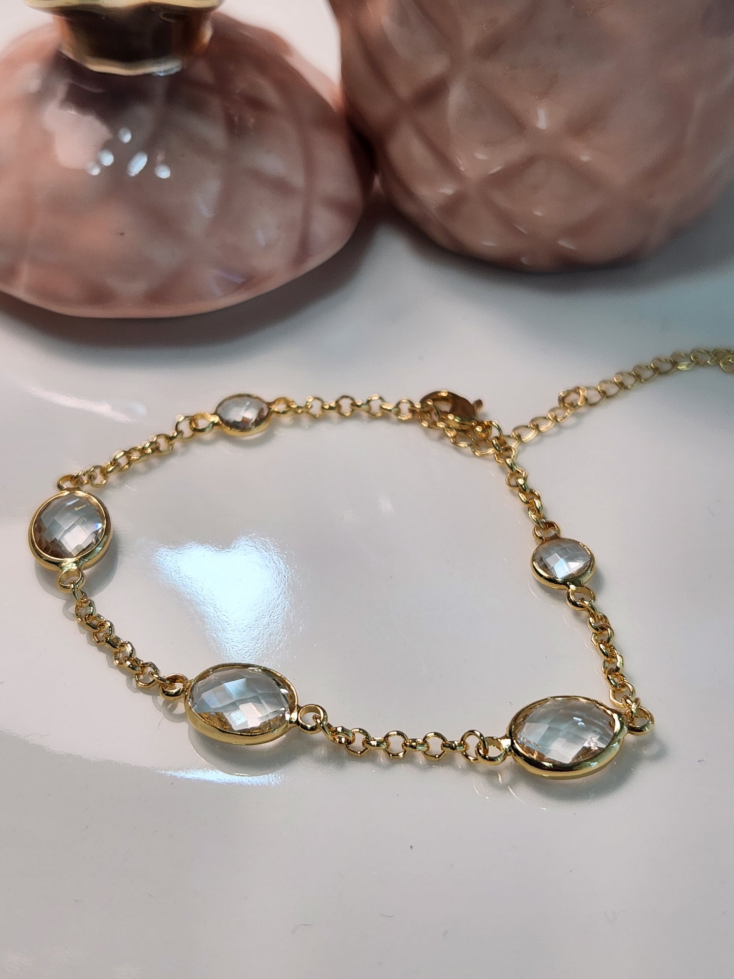 Pulsera cristal bisel blanco con extension
