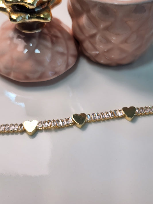 Pulsera baguette zirconia corazon liso