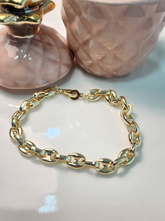 Pulsera eslabon boton mediano liso