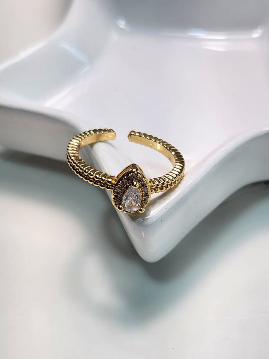 Anillo ajustable gota con zirconia