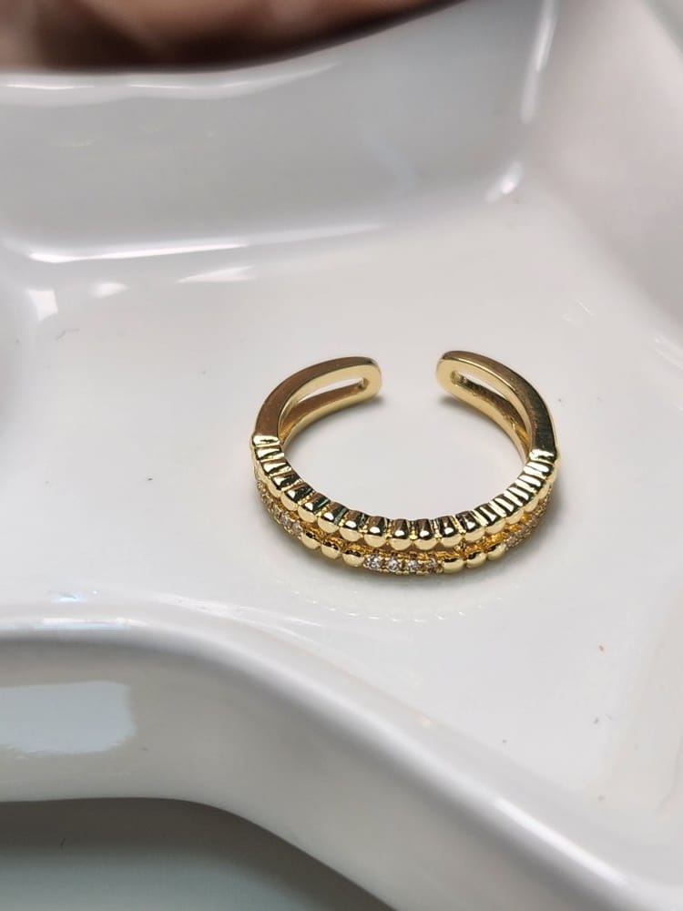 Anillo ajustable doble zirconia