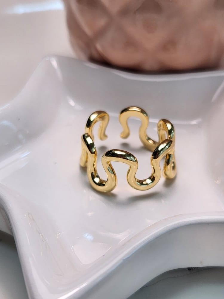 Anillo ajustable ondas liso