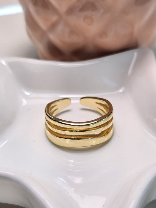 Anillo ajustable liso delgado ondas