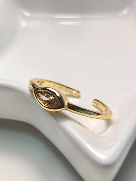 Anillo ajustable delgado oval bisel