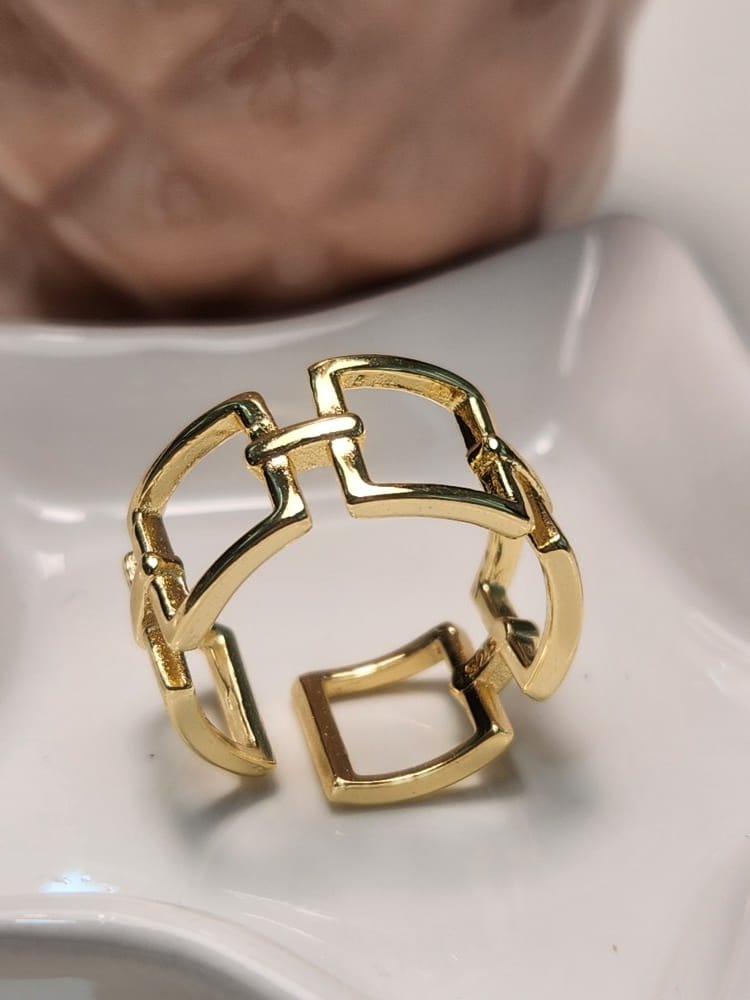 Anillo ajustable cuadros liso