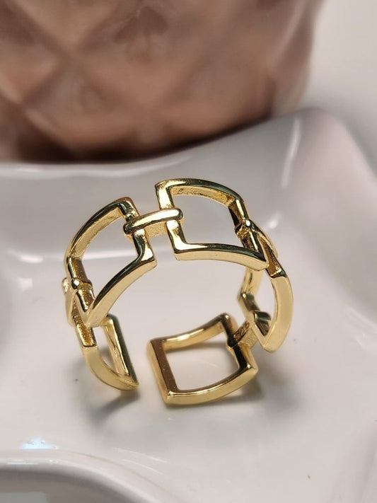 Anillo ajustable cuadros liso