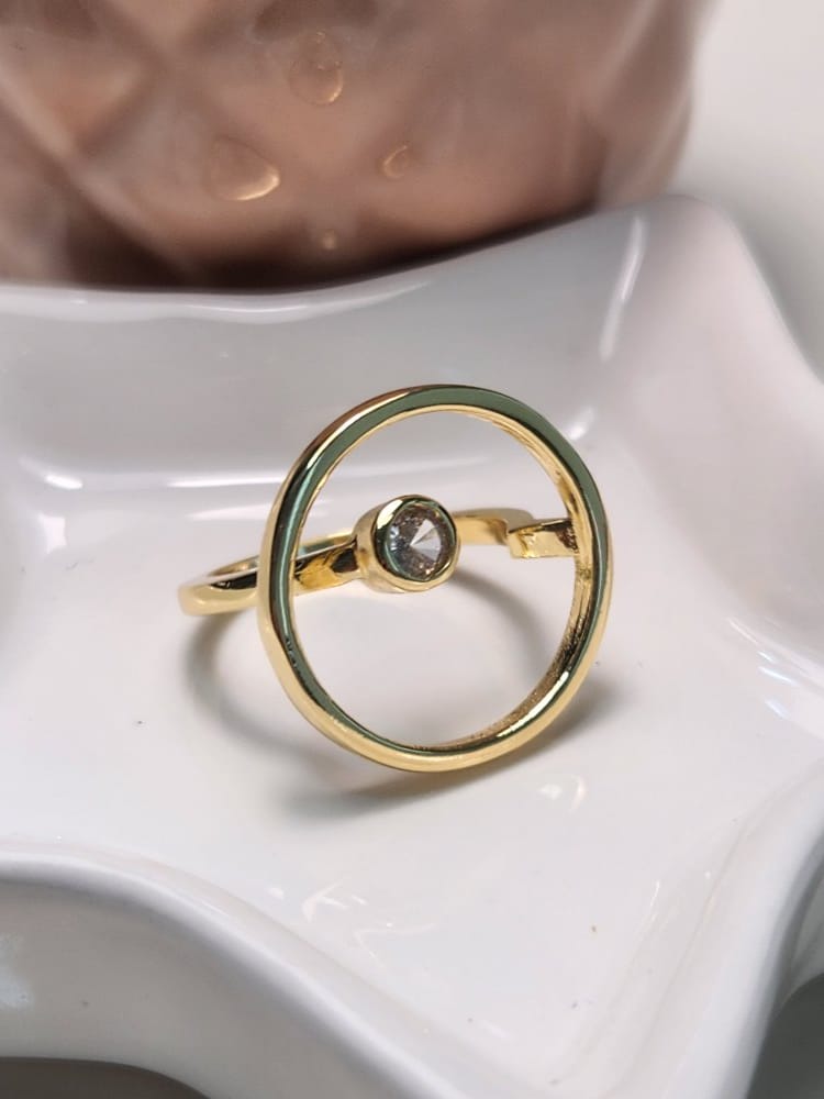 Anillo ajustable delgado circulo zirconia