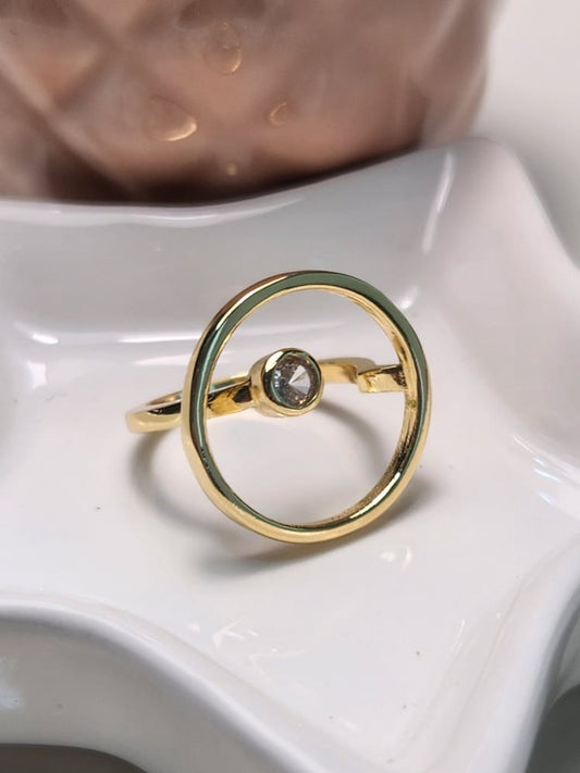 Anillo ajustable delgado circulo zirconia