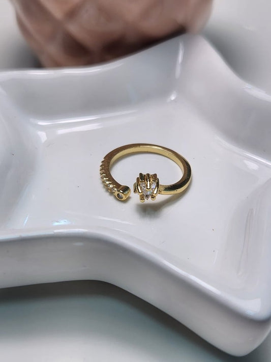 Anillo ajustable delgado estrella zirconia