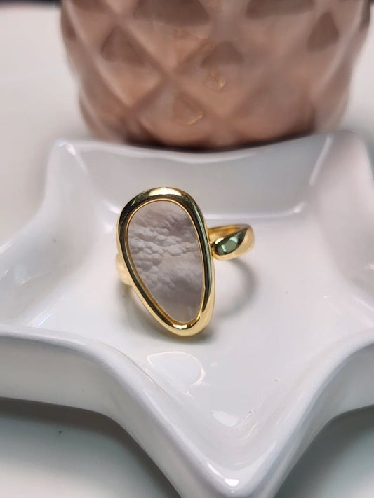 Anillo ajustable delgado madre perla