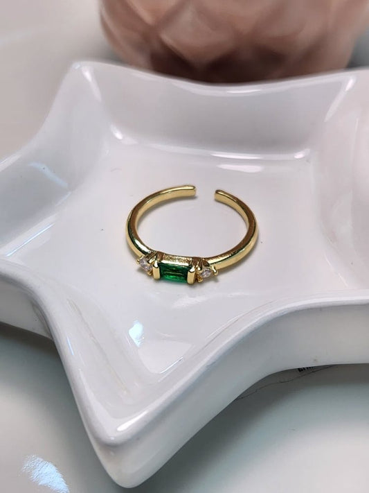 Anillo ajustable delgado verde zirconia