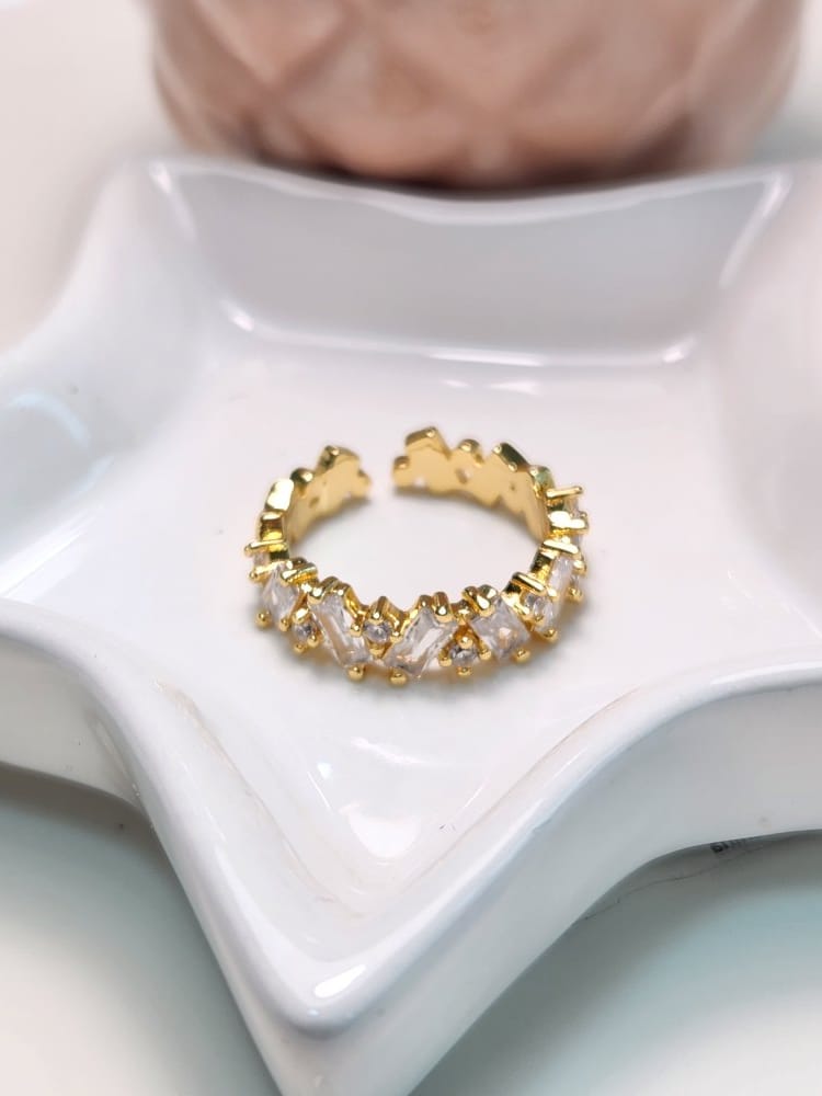 Anillo ajustable zig-zag baguette zirconia