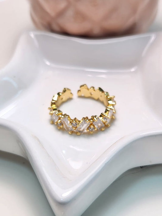 Anillo ajustable zig-zag baguette zirconia