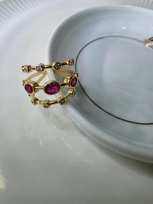 ANILLO TRIPLE ROSA ZIRCONIA