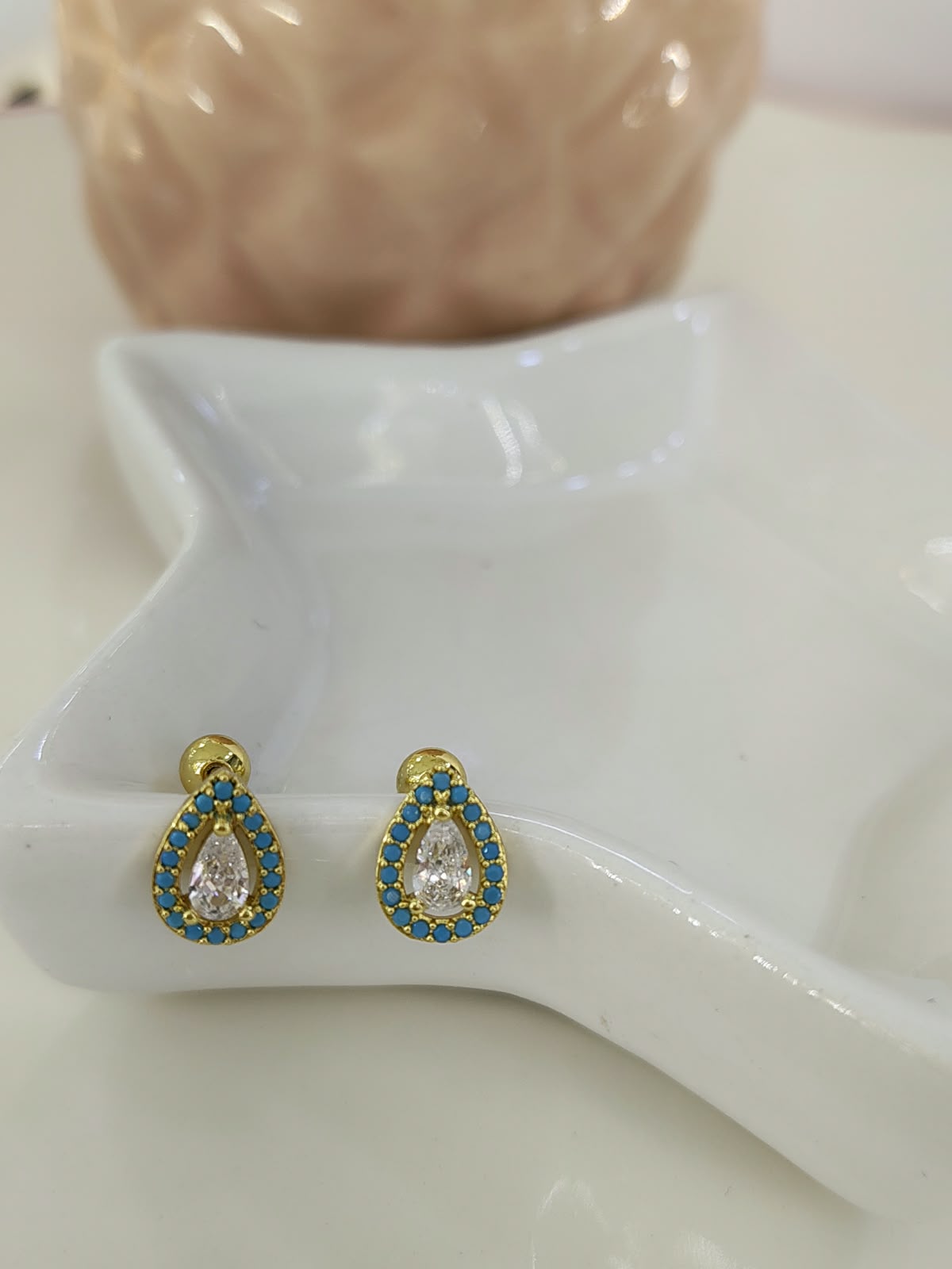 BROQUEL GOTA ZIRCONIA TURQUESA