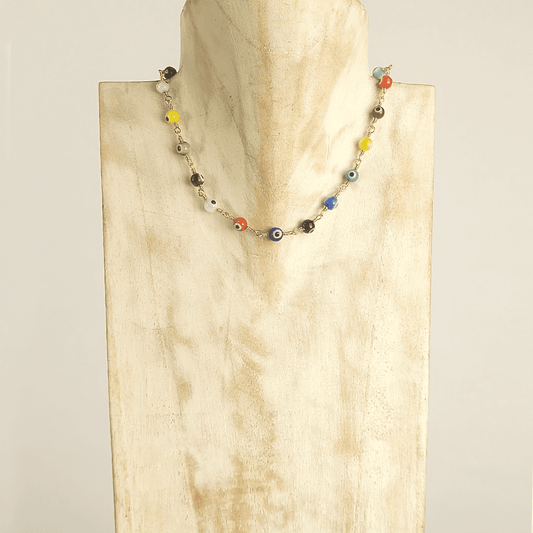 Collar de eslabones con ojos turcos de colores