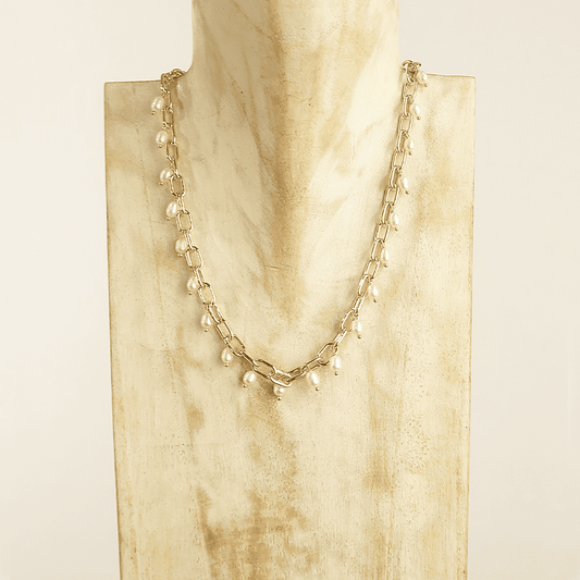 Collar de eslabones línea premium con perlas