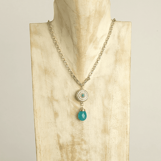 Collar de eslabones con piedra turquesa