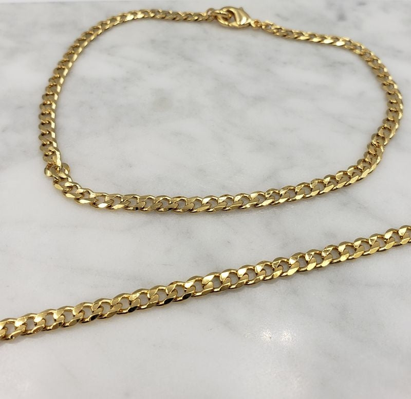 TOBILLERA DELGADA BARBADA EN CHAPA DE ORO 14K